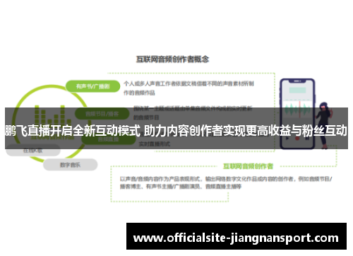 鹏飞直播开启全新互动模式 助力内容创作者实现更高收益与粉丝互动